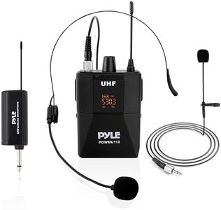 Pyle UHF Wireless Microphone System Kit - Portable Professional Cordless Microphone Set with Headset, Lavalier, Beltpack Transmitter, Receiver - Karaoke & Conference