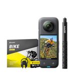 Insta360 X3 Bicycle Bundle - Waterproof 360° Action Camera with 1/2 Inch Sensor, 5.7K 360°, 72MP 360° Photos, Stabilization, 2.29 Inch Touch Screen, Vibration Feedback, AI Editing, Live Streaming