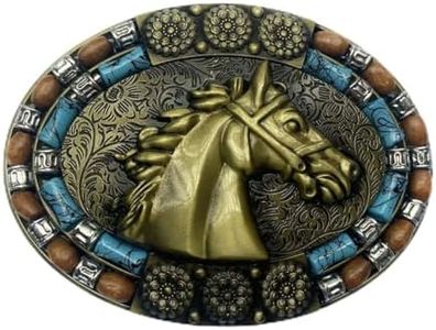 XPEX Testa di Cavallo Pelle Fibbia da Cintura, Uomini Cintura Fibbia Cowboy, Materiale in Lega di Zinco, Stile Occidentale Unico Tronco Rullo Fibbia Cintura per Sostituire e Decorare