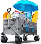everyfun Pro Collapsible Wagon, 440lbs Wagons Carts Foldable with Big Wheels, Heavy Duty Utility Folding Wagon for Garden Camping Grocery Beach-Grey