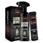 BassMotor Leather, Skin, and Alcantara Cleaner for Car Cleans, Degreases, and Conditions Seats and Upholstery - Leather Reviver 500 ml + Premium Cloth