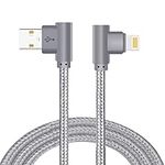 Lively Life Right Angled Lightening Charging Cable, 90 Degree Lightening Cable Compatible Phone XS/XR/X/ 8 Plus/ 7/6 Plus/SE/Pad Mini Air 6.6ft/2m Grey