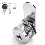 goldenwarm Keyed Different, Mailbox Cam Lock 5/8" Cylinder, Cabinet Cam Lock Secured File Cabinet Lock with Keys Toolbox Lock Zinc Alloy Drawer Lock and Key, Satin Nickel Finish, 1 Pack