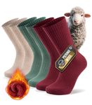PULIOU Thermal Socks Merino Wool Socks for Men Women, Winter Thick Warm Socks Breathable Cushioned Crew Socks for Work Hiking Walking Running and Outdoor Sports, 3 Pairs-SC, L