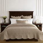 Calla Angel Sage Garden Luxury Pure Cotton Matelasse Quilt, King, Coffee