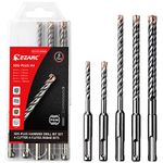 EZARC PGM Masonry Drill Bit Set SDS-Plus Hammer Drill Bits 4-Cutter Carbide Tips for Reinforced Concrete, Masonry, Marble, Brick and Tile (5 Pieces)