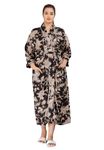 Cotton Printed Kimono Sleepwear Lingerie Cover Up Bathrobe For Girl’s & Women’s (Black)