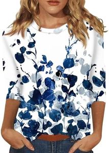 Women's 3/4 Sleeve Tops Spring Shirts for Women 2025 3/4 Sleeve Shirts for Women Womens Tops Dressy Casual 3/4 Sleeve Plus Size 3/4 Sleeve Tops for Women Elbow Sleeve Tops Women