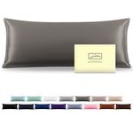 Silk Body Pillowcase Mulberry Silk Pillowcase Body Pillow Cases with Zipper Soft Breathable Smooth Cooling 20x54 inches Body Pillow Pillowcase for Sleep (Gray,20"X 54",1Pcs)