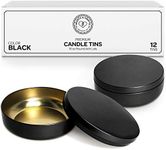 Hearts & Crafts Black Candle Tins 16 oz with Lids - 12-Pack of Bulk Candle Jars for Making Candles, Arts and Crafts, Storage, Gifts, and More - Empty Candle Jars with Lids