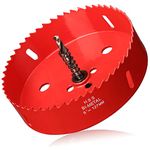 5 inch Hole Saw for Wood, 127mm Diameter HSS Bi-Metal Hole Cutter Circular Drill Bit for Plastic, Drywall, Plasterboard, Fiberglass and Vent Pipe, 3/8” Hex Shank