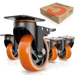 4Inch Caster Wheels (Set of 4), Heavy Duty Casters with Brake 2200 Lbs,Locking Casters Wheels for Furniture, Castor Wheels for Cart, Workbench.(Two Hardware Kits Include)