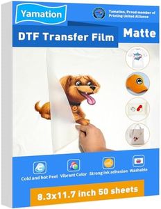 Yamation DTF Transfer Film: A4 (8.3" x 11.7") 50 Sheets Premium Double-Sided Matte Finish PET Transfer Paper Direct to T Shirts