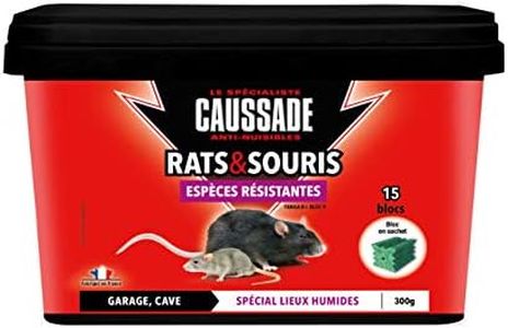 Caussade CARSBLBF300 Anti Rats & Souris - 15 Blocs - Lieux Humides - Garage Cave - 300g - Espèces résistantes - Efficacité Maximale