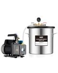 Orion Motor Tech 18.9 L Vacuum Chamber with Pump Kit, 3.5 cfm Vacuum Pump and Chamber Kit with Tempered Glass Lid 5 ft Hose, Vacuum Degassing Chamber Kit for Stabilizing Wood Degassing Silicone Resin