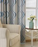 2 Panels Set Modern Striped Curtains for Living Room (Blue, 2 x 66x84 Inch)