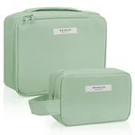 2Pcs Makeup Bag Travel Makeup Bag Waterproof Cosmetic Bag Portable Makeup Organizer Bag for Women Girls(Green)