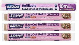 Bacofoil Easycut Cling Film Dispenser with 10m Refiil + 3 x Refill Packs 60m X 350mm