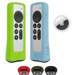 GripStand™ Apple TV Remote Case: Stand-Up Design, Enhanced Grip, Anti-Slip & Drop Protection, AirTag Compatible, Fits Siri Apple TV 4K/HD (2nd & 3rd Gen) – 2 Pack Lime Glow + Sky Glow by 73&Sunny.