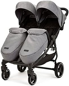 Ickle Bubba Venus Max Double Stroller – Twin Pushchair from Birth to 15kg per Seat, Independent Recline Seats, Footwarmers, Rain Cover, Compact Fold, Swivel Wheels & Suspension (Space Grey)