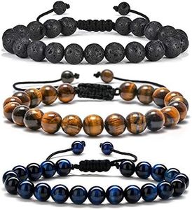 Gifts for Male Coworkers Mens,Womens Bracelet, Natural Black Lava Rock Stone Mens Anxiety Bracelets, Adjustable Aromatherapy Essential Oil Diffuser Healing Bracelet