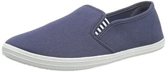 Mens Slip on Canvas Summer Shoes (Navy White, 7)