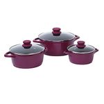 Wonderchef Ceramide 6 pcs Casserole Set | Die Cast Aluminium | Non Stick Coating | 2 Years Warranty | Pink