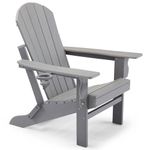 VonHaus Grey Folding Adirondack Chair - Foldable Fire Pit Chair for Garden, Terrace, Patio, Balcony & Outdoors - Waterproof HDPE Slatted Firepit & Garden Chair with Wide Armrests & Sloped Back