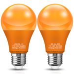 DORESshop Orange A19 LED Light Bulb, 60W Equivalent, 720 Lumens, E26 Base, Energy Efficient, Long-Lasting Colored Light Bulb for Halloween Decorations, Parties, and Mood Lighting, Non-Dimmable, 2 Pack