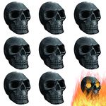 Imitated Human Skull Gas Log for Indoor or Outdoor Fireplaces, Made of Metal, Durable for More Than 10 Years，Fire Pits Halloween Decor Skull Charcoal (Fireproof)(Refractory) (8 PCS)