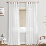 Doorway Curtains Privacy Room Divider for Room Seperation,Sheer Faux Linen Accordion Sliding Closet Door Panels for Doors,80 Inches Long,White