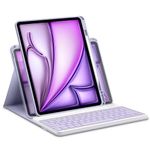 Bettdow for iPad Air 6th 13" M2 2024 Keyboard Case, Horizontal/Vertical Use, UK Layout Detachable Keyboard with Case for iPad Air 6th 13 Inch 2024/ iPad Pro 12.9 Inch 3rd/4th/5th/6th (Purple)