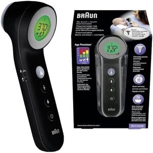 BRAUN NO TOUCH + TOUCH FOREHEAD THERMOMETER BNT400B WITH AGE PRECISION, BLACK