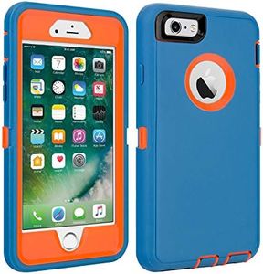 iPhone 6/6S Case Shockproof High Impact Tough Rubber Rugged Hybrid Case Silicone Triple Protective Anti-Shock Shatter-Resistant Mobile Phone Case for iPhone 6/6S 4.7"(Blue-Orange)