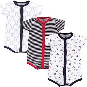Hudson Baby Unisex Cotton Rompers, Ahoy, 3-6 Months