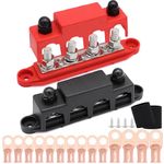Taukealugs 250A Power Distribution Block Bus Bar 3/8 inch Battery Terminal Stud 4 Post with Cover and Wire Lugs for Marine Automotive and Solar Wiring RV Boat