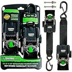 Rhino USA Retractable Transom Tie-Down Straps (2-Pack) - 1,800 lb Guaranteed Max Break Strength, Heavy Duty 2" x 43" Marine Trailer Tie Downs for Boat, Jet Ski, Seadoo and More!