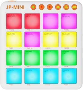 Mini Wireless MIDI Controller Pad for Beat Making & DJ Performance, 16 RGB Velocity Pads with Aftertouch, Bluetooth & USB MIDI, PC/Mobile App Customizable for Studio, Live & Mobile Music Production