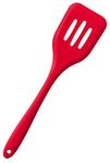 Baskety Silicone Turner Spatula/Slotted Spatula, High Heat Resistant to 480°F, Hygienic One Piece Design, Non Stick Rubber Kitchen Utensil for Fish, Eggs, Pancakes, Wok 26.5 * 6. 2CM (RED)