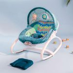 INFANTSO Baby Rocker & Bouncer for 0 to 2 Years (Green), Portable Chair for Newborn with U-Shaped Pillow, Calming Vibrations, & Hanging Toys, Adjustable Toddler Swing