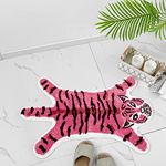 ZSCYD-yingda1992 Tiger Shaped Rug Animals Bath Mat Rug Non-Slip Bathroom Door Mat for Bathroom Bedroom Kitchen Cartoon Area Rug for Bathroom Tub Soft Bathmat Home Decor Pink+Brown