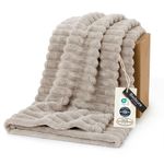 Bedsure Living Room Decor Home Linen Twin Blanket Gifts for Women Men, Soft Fluffy Fleece Cozy Fuzzy Plush Warm Bed Blanket Twin Size, Bedroom Spring Decor Beige Gifts for Him/Her, 60x80