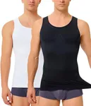 TAILONG 2 Pack Compression Shirt Men Shapewear Tummy Control Slimming Body Shaper Tank Top Undershirt