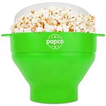 The Original Popco Silicone Microwave Popcorn Popper with Handles, Silicone Popcorn Maker, Collapsible Bowl Bpa Free and Dishwasher Safe - 15 Colors Available (Green)