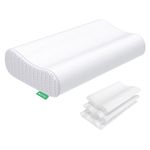 UTTU Cervical Pillow for Neck Strain Relief, Memory Foam Neck Pillow for Sleeping, Adjustable Orthopedic Sandwich Pillow, Contour Cooling for Side Back Stomach Sleeper, 60x35x13/11cm