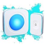 Wireless Doorbell 1200 Feet Plug in Waterproof Battery Operated Cordless Door Bells with 36 Melodies 4 Volume Flashing Light for Home Office (1 Receiver&1 Touch Button White) JSIEEM