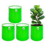 Anandi Green's HDPE Uv Protected 260 GSM Round Green Colour Plant Grow Bags Suitable for Terrace and Vegetable Gardening Size 12x15 Inch Pack of 4 Plant Bags