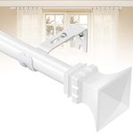 INFLATION Curtain Poles, White Heavy Duty 76-300 cm Curtain Rods for Windows, Easy Install Rust Proof Decorative Finials Drapery Rods for Outdoor Patio, Bedroom, Living Room