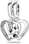 925 Sterling Silver True Friends Puzzle Piece Hearts Dangle Bead Charms For Pandora Bracelets Charms Necklace | Cubic Zirconia Charm | Gift Boxed, Sterling Silver Cubic Zirconia, Cubic Zirconia