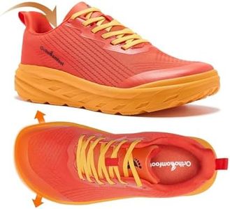 Men's Orthopedic Wide Sneakers: Plantar Fasciitis Hammer Toes Stable Athletic Sneakers, Breathable Arch Support Neuropathy Pain Relief High Arch Walking Shoes Orange Red Size 9.5